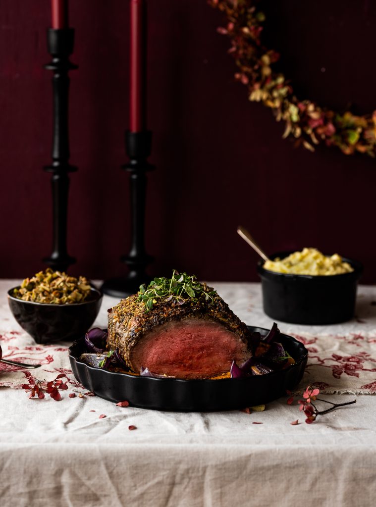 Nauta rib-eye-steik með vorlaukssósu og kremaðri kartöflumús