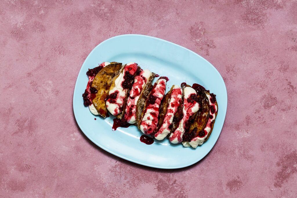 Ostaköku-taco með hindberjum