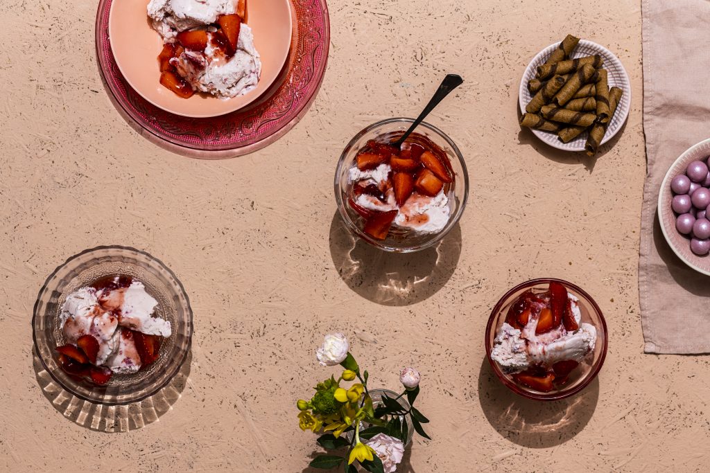 Semifreddo með jarðarberjum og rjóma