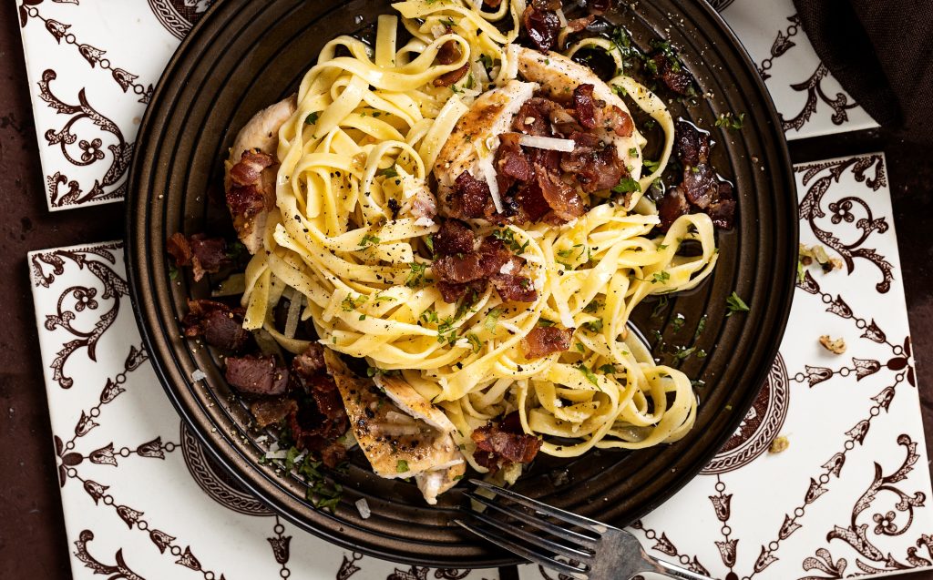 Kjúklinga-carbonara með parmesan
