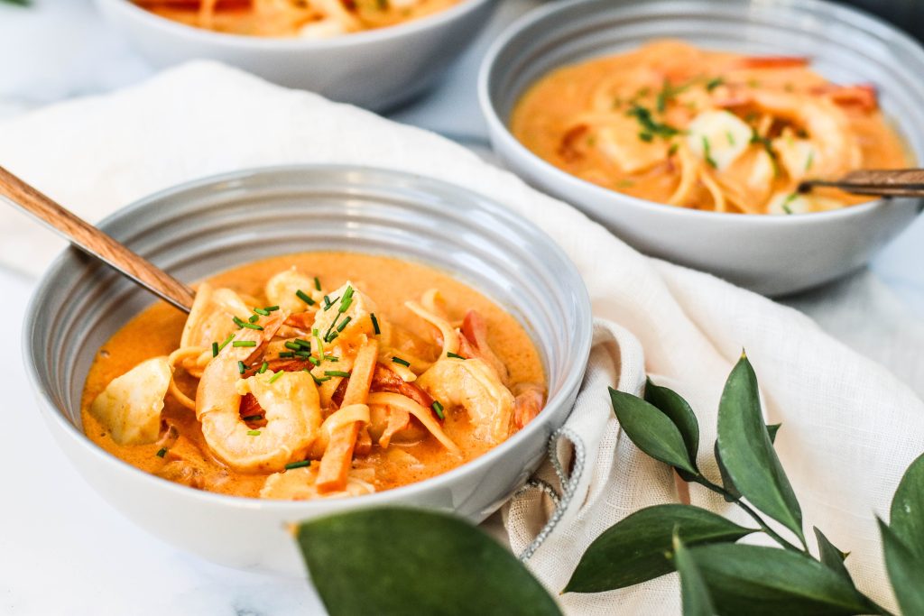 Spennandi skelfiskssúpa með linguini