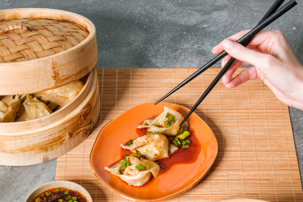 Dumplings með tófu og kimchi-fyllingu